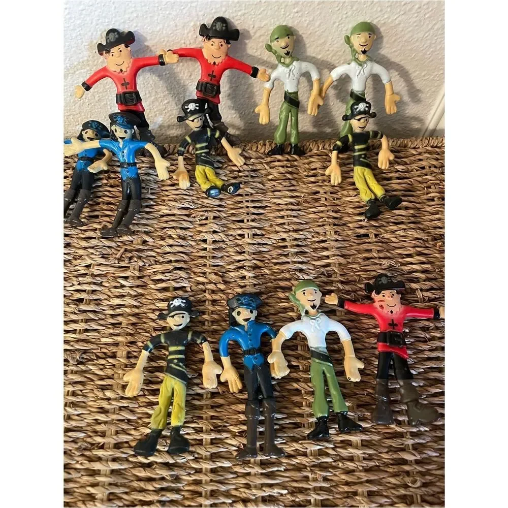 Art Creativity Rubber Bendable Pirates &  Police Officer lot of 12
